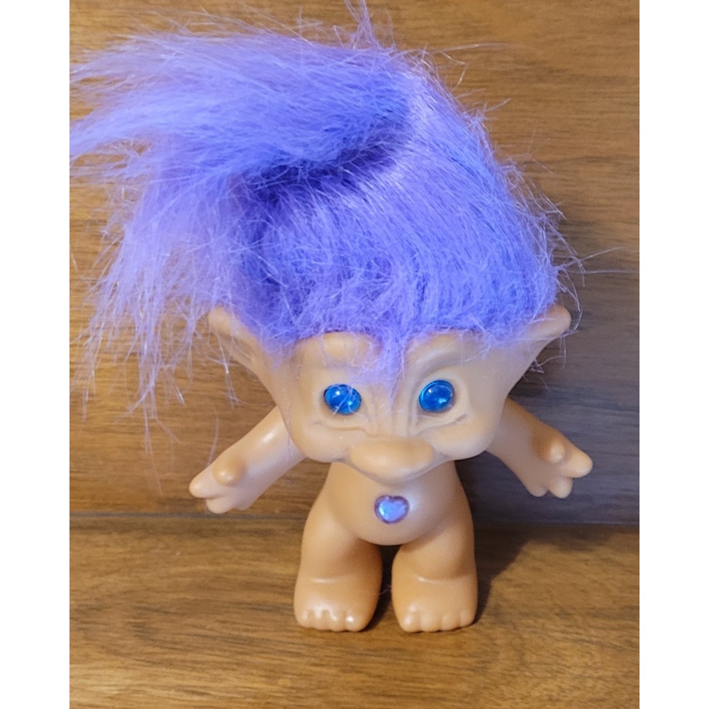 Ace‎ Novelty Treasure Troll Doll 3" Orange Hair & Eyes Orange Heart Wishstone